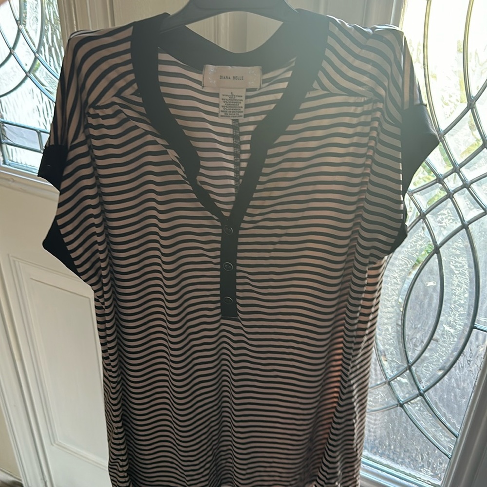 Black and Tan striped Blouse